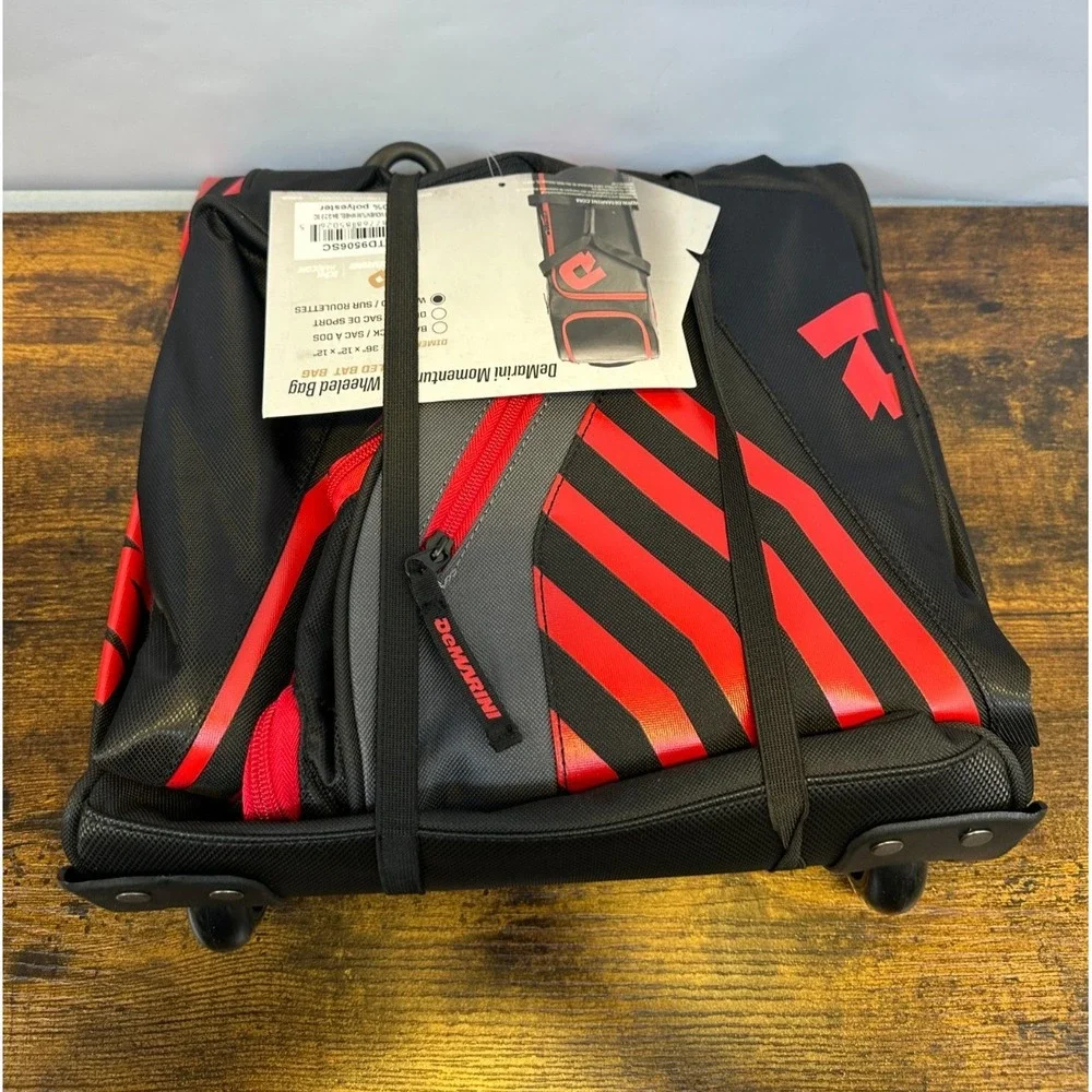 New DEMARINI Momentum 2.0 Wheeled Baseball Softball Equipment Bat Bag Black Red